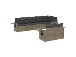 Conjunto de 8 Sofás de Jardim com Almofadões Vime Pe Cinzento MAISON EXCLUSIVE (8 pcs)