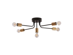 Candeeiro De Teto Benfleet 5xe27 Altura 21 Cm Preto/latão Colorido Lux.pro