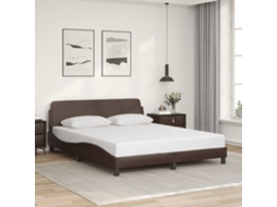 Cama De Casal | Camas Para Quarto | Estrutura De Cama Dover 160x200cm Couro Artificial Castanho