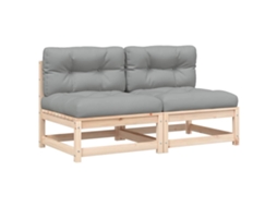 Maison Exclusive - Sofás Sem Braços P/ Jardim Com Almofadões 2 Pcs Pinho Maciço