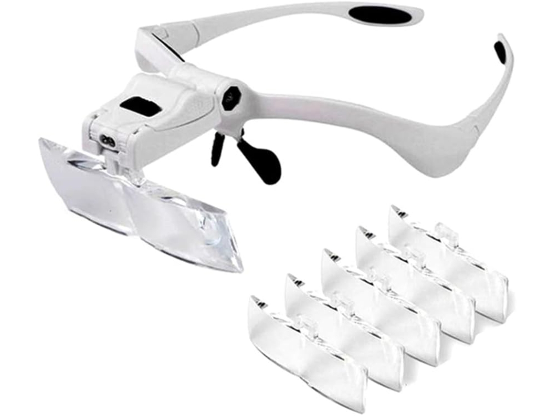 Óculos De Cabeça Com Faixa De Led, Lupa E 5 Lentes Intercambiáveis.