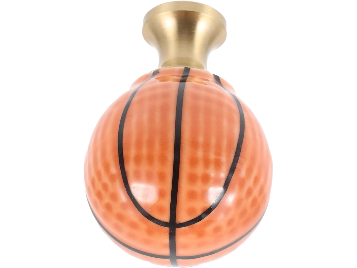 Puxador De Armário Shineofi Em Cerâmica Com Formato Bola Basquete, Acabamento Em Latão, Ideal Para Quarto Infantil