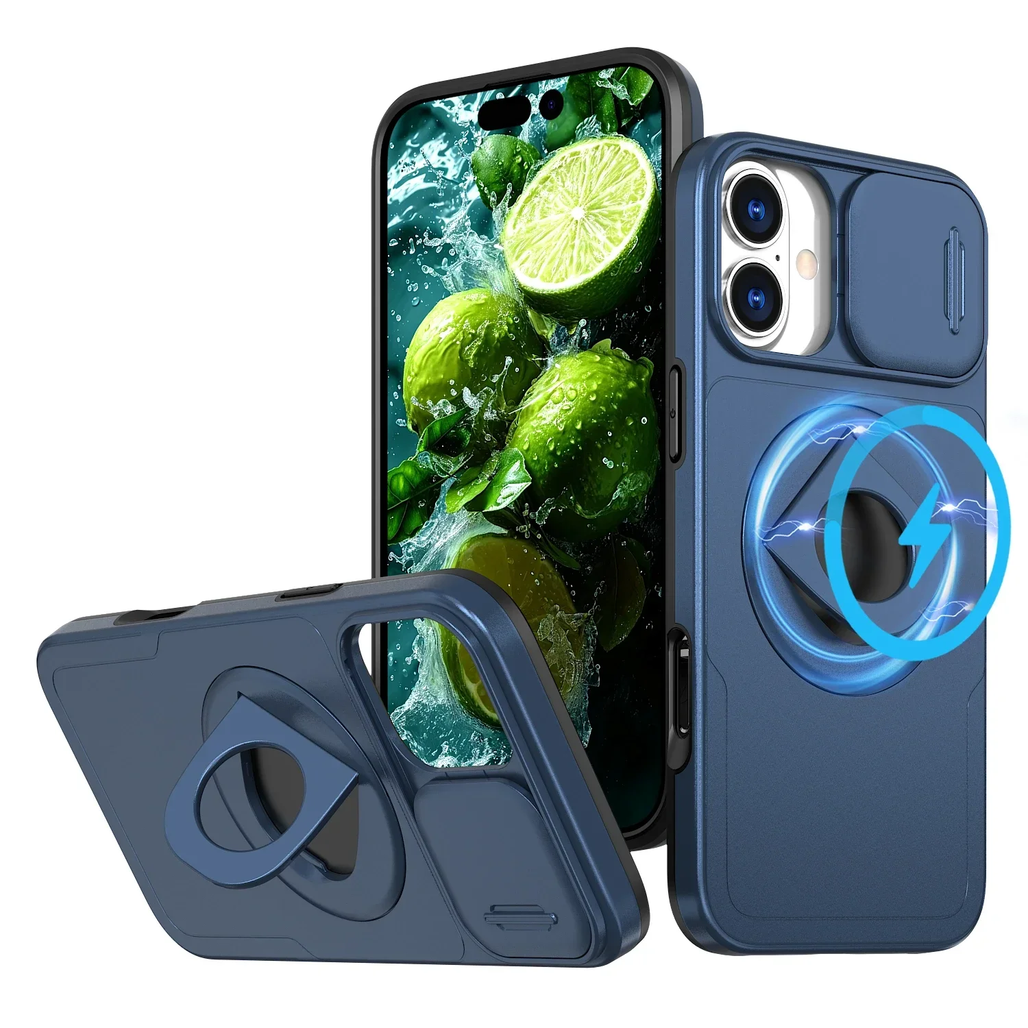 Capa Para Iphone 11 (azul) Resistente A Impactos E Com Anel Magnético.