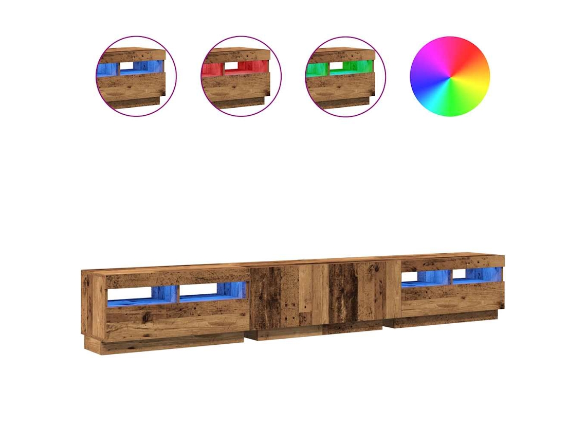 TV Móvel com Luzes LED Derivadas da Madeira Madeira Velha MAISON EXCLUSIVE
