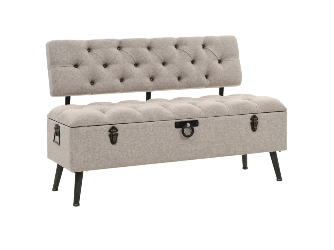 Vidaxl Banco De Arrumação Com Encosto 110 Cm Tecido Cor Creme