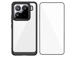 Capa De Acrílico Tpu Wanlonfeng Xc Series Com Vidro Temperado (furo Grande Para Lente) Para Xiaomi 15, Preta