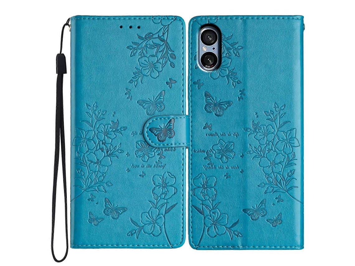 Capa De Couro Para Celular Com Borboletas E Flores