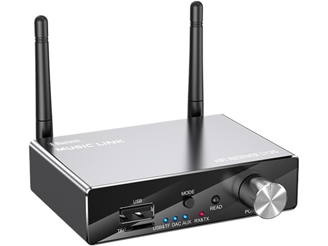 Transmissor e Receptor Estéreo 5.3 de Baixa Latência com Entrada Auxiliar e Óptica de 3,5 Mm para Música Sem Fio. SFUSHOS (aux)