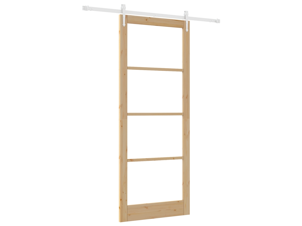 Conjunto 1 Porta Deslizante Vidaxl Castanho Madeira De Pinho Maciça (93 X 232 Cm)