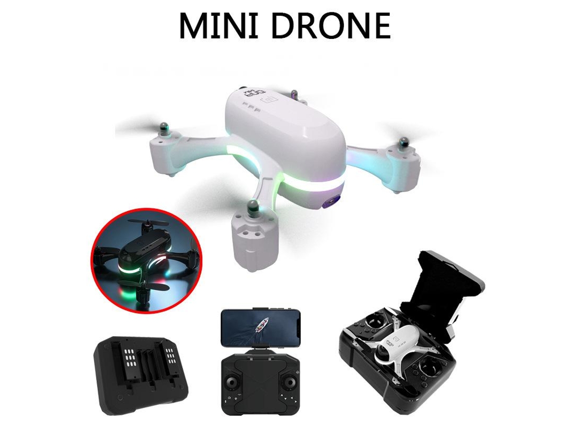 H28 Mini Drone Bestvite De Luz Led Colorido Com Câmera Dupla 720p (3 Bateria Duração Da Bateria 8 Min Branco)