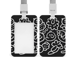 Clipe Crachá, Porta Crachá Fofo Em Preto E Branco Com Sorriso Torto Cordão, Porta Cartão De Identificação, Porta