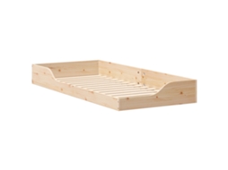 Conjunto 1 Cama De Plataforma Vidaxl Bege Madeira De Pinho Maciça (90 X 210 Cm)