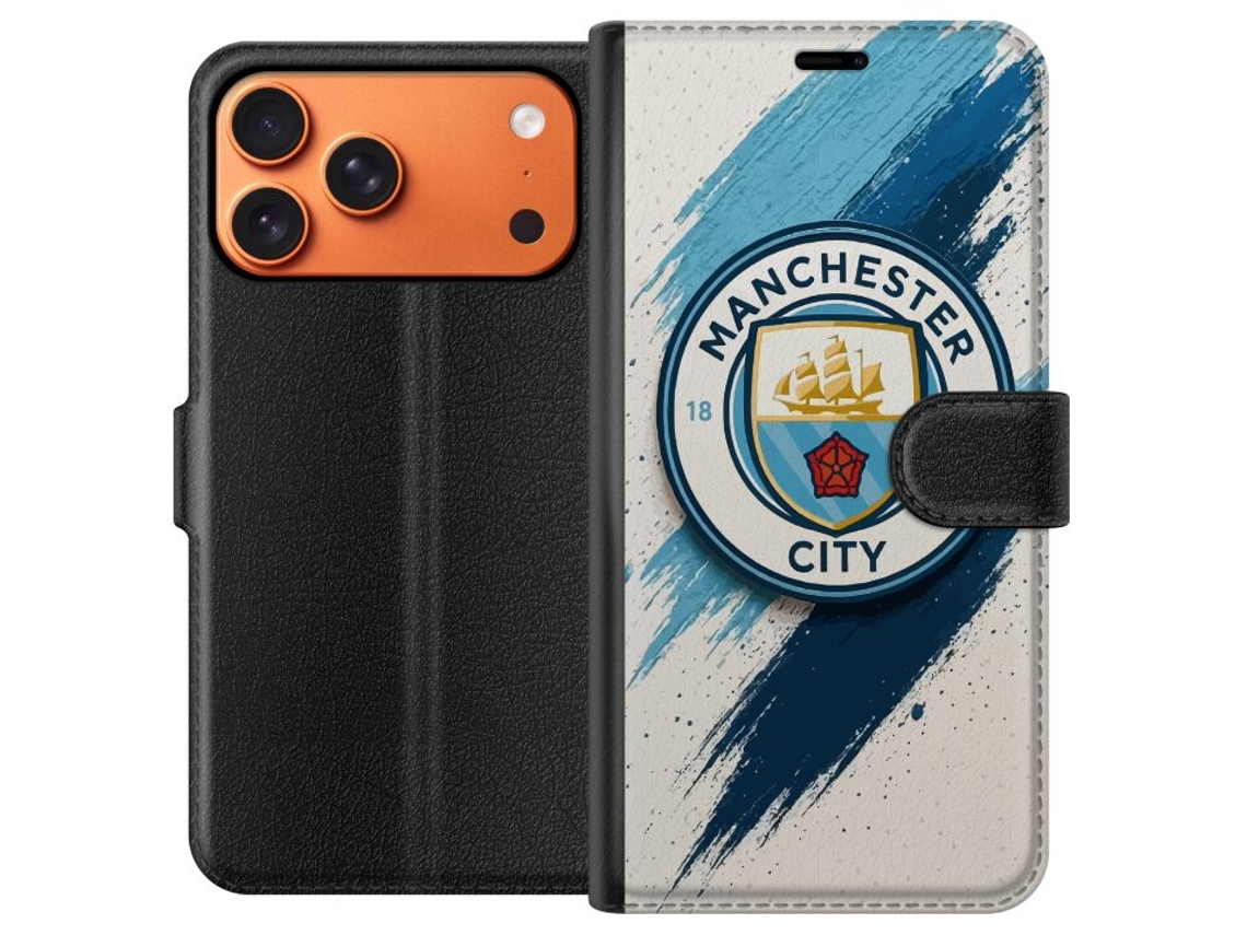 Capa Carteira Compatível Com Apple Iphone 17 Pro Max. Escudo De Futebol Redondo Azul Claro Com Navio E Rosa, Design Elegante De Clube Em Fundo Pintado
