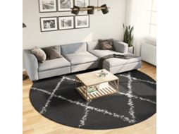 Vidaxl Tapete Shaggy De Pelo Alto Pamplona Ø 280 Cm Preto E Creme