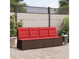 Vidaxl Sofá De Jardim Com Almofada Marrom E Vermelho Vime Pe