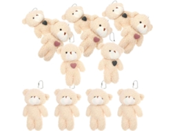Conjunto de 12 Chaveiros Mini Ursos Pelúcia Marrons E Rosa, Pingentes