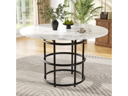 Mesa De Jantar Redonda 100×100×76cm, Para Cozinha E Sala De Jantar, Mesa De Centro Para 4–6 Pessoas