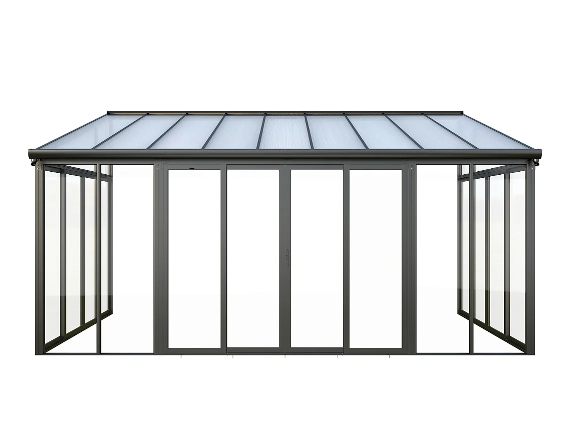 Marquise em alumínio e policarbonato com proteção UV VENTE-UNIQUE.PT Mathilda (Antracite - 15,8 m²)