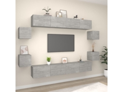Vidaxl Conjunto Móveis de Tv 8 Pcs Madeira Processada Cinzento Cimento