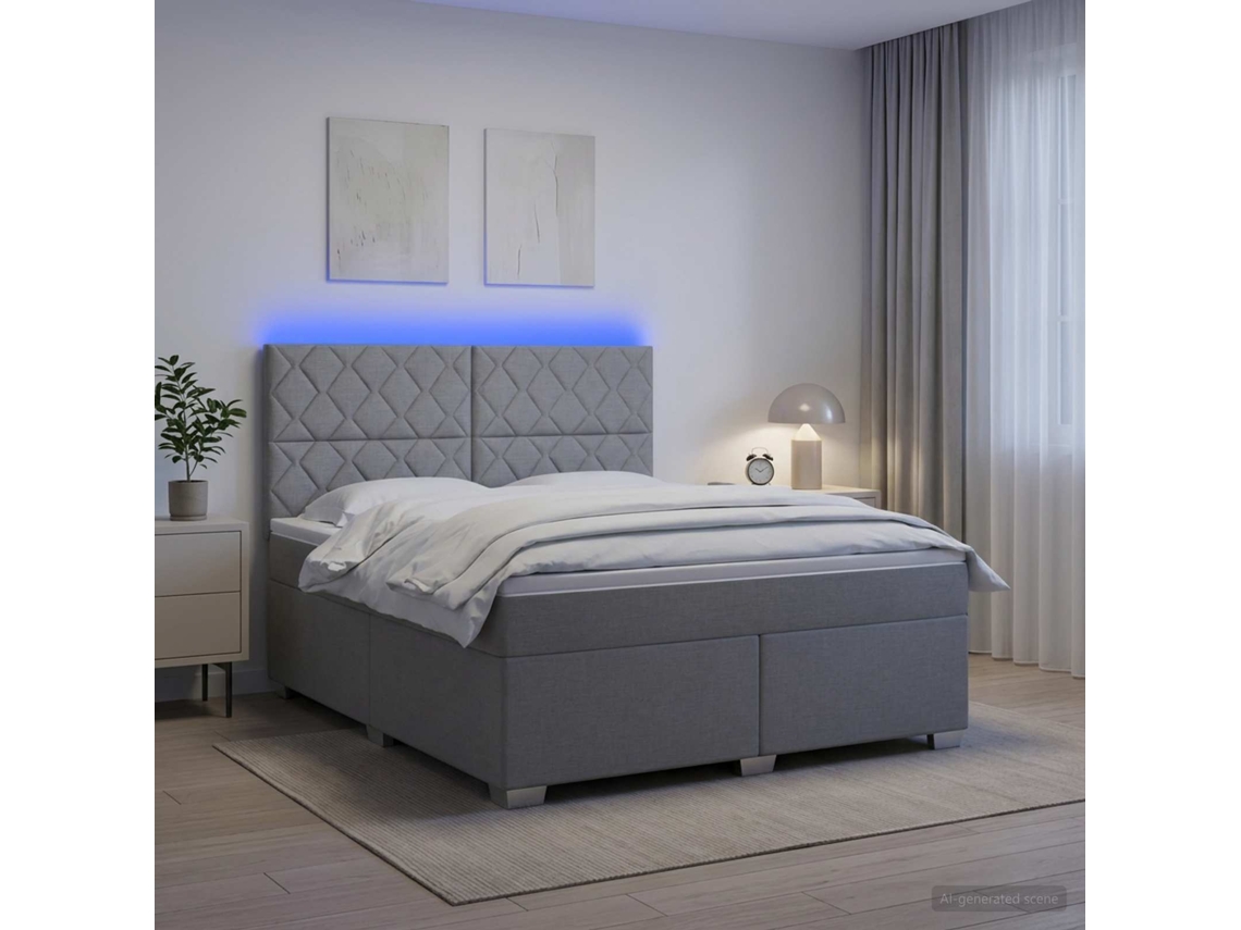 Vidaxl Cama Box Spring Com Colchão Cinzento-claro 160 X 200 Cm Tecido