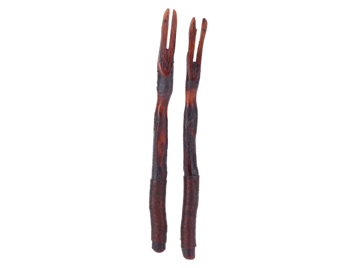 2pcs Garfo de Fruta S/MARCA de madeira louro preto com alça em fio entrelaçado para cozinha e casa