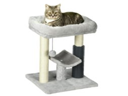 Árvore para Gatos com Poleiro de Cama Arranhador de Sisal e Autolimpante Design Moderno e Compacto 40x40x48 Cm Cinza Ge