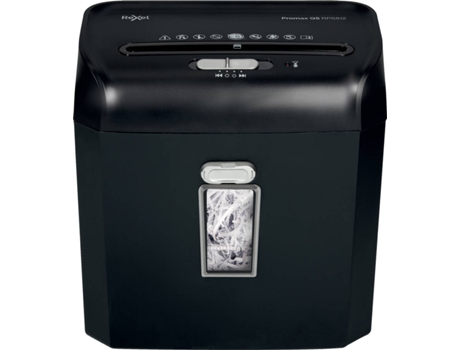 Tritura até 8 folhas (80 g / m²)  em pedaços de tiras P-2 (6 mm) com uma bandeja de 12L que comporta 88x folhas A4. Destrói grampos, clipes e cartões. 8 minutos de operação contínua, luz LED em caso de aquecimento.