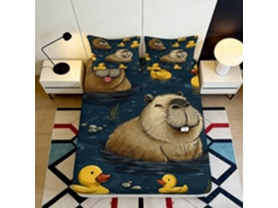 Conjunto de Cama com Estampa Capivara em Microfibra Fronha 200x25cm