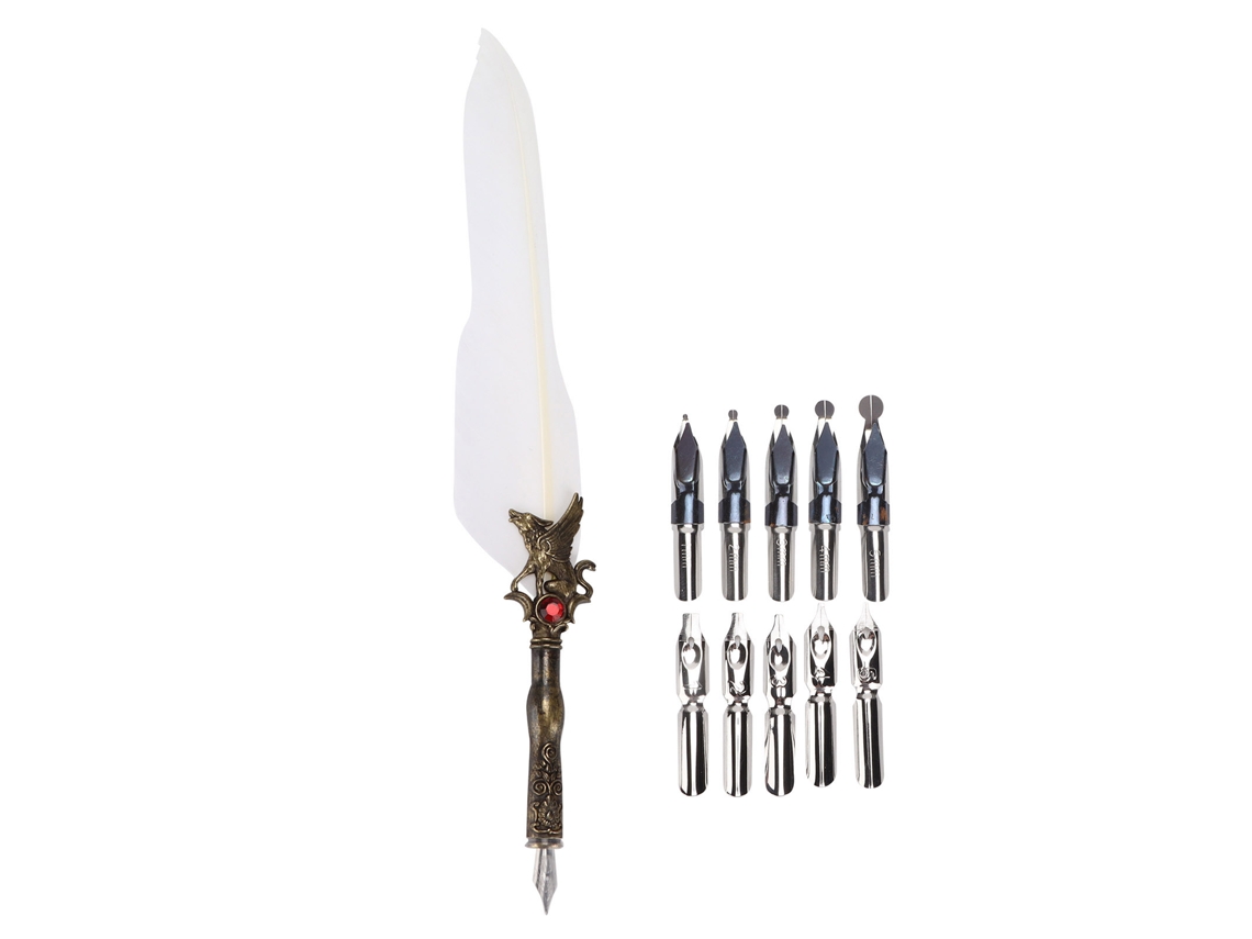Caneta Estilo Retrô Pluma De Imersão De Aço Inoxidável Para Assinatura Presente Decoração De Mesa Branca