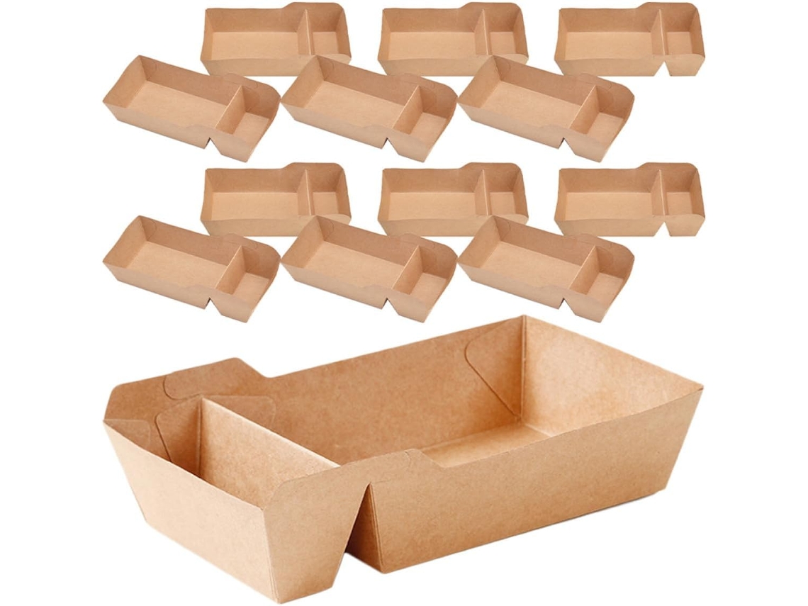 Caixas De Papel Kraft, Pacote Com 40 Unidades, Capacidade De 440ml, Design Dobrável E Aberto Para Lanches, Ideais Para