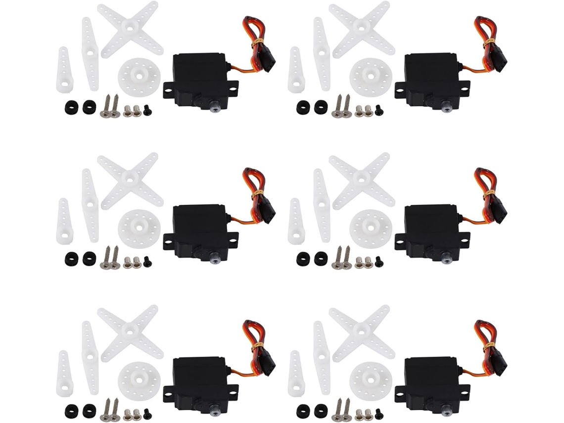 Conjunto de 6 Servos de Direção Digital Metálicos 1181mg 17g 3,5kg para Avião e Barco SFUSHOS