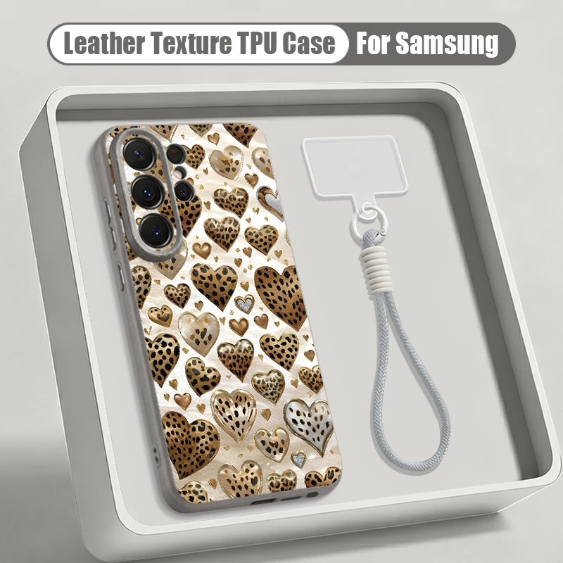Capa Para Celular Galaxy S24 Com Estampa De Coração E Cordão Macio (cinza).
