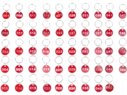 Chaveiros De Alumínio Numerados Com Etiquetas Vermelhas.