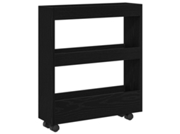 Conjunto 1 Carrinho De Armazenamento Estreito Vidaxl Preto Derivados De Madeira (60 X 18 X 70 Cm)