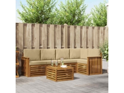 Vidaxl Conjunto De Sofá Sectional Com Almofada 6 Pcs Natural E Bege