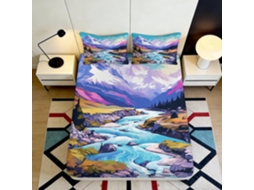Conjunto de Cama com Estampa 3d Paisagem em Microfibra Fronha 200x25cm