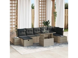 Vidaxl Conjunto De Sofá De Jardim Com Almofada 8 Pcs Cinzento-claro