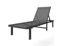Espreguiçadeira de Jardim com Rodas em 4 Posições Reclinável e Textilene 530g M² Escuro Cinza