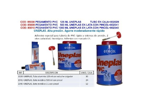 Pegamento pvc 1000 ml uneplas en lata con pincel 002040
