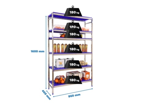 Estante Metálica Simoninox Initial 6pp/1600x860x400