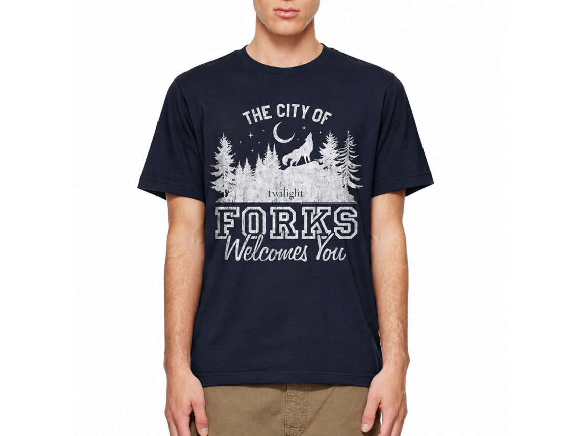 Rockinstone Twilight Movie The City Of Forks Navy Adult T-shirt Size:l