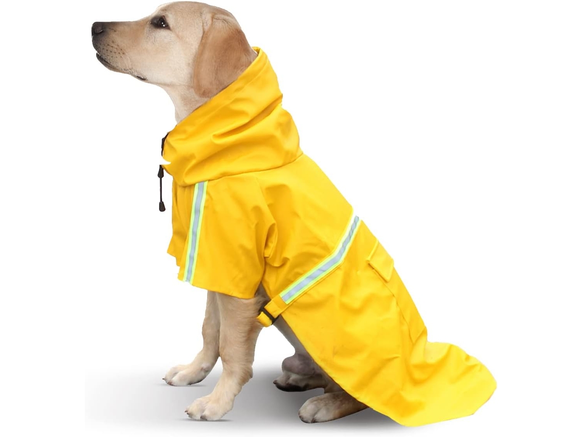 Capa De Chuva Canina, Com Capuz, Refletora, Em Pu