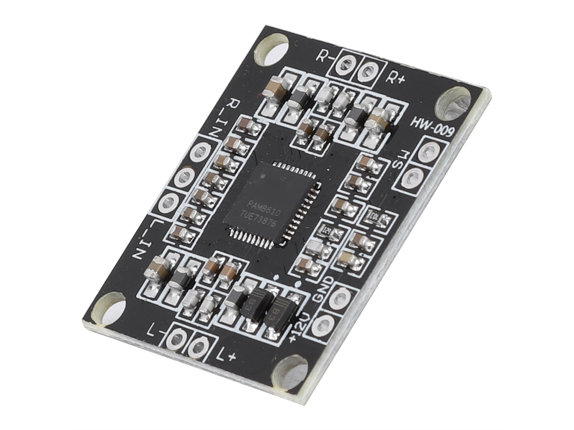 Placa amplificadora digital mini PAM8610 de 12V com 2 canais, 15W*2 de alta potência