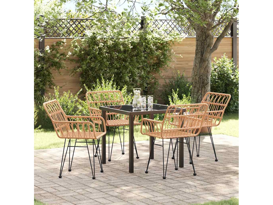 Vidaxl Conjunto De Jantar Para Jardim 5 Unid. Castanho