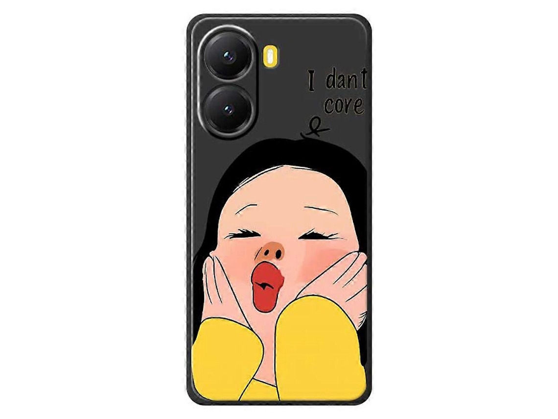 Capa Tkdaddy Para Xiaomi Redmi Turbo 4 5g / Poco X7 Pro 5g Com Estampa De Rosto De Menina Segurando, Borda Reta, Capa Traseira De Tpu Preta