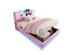 Cama Infantil Estofada Inteligente, 90x200 Cm, Led, Usb e Armazenamento Hidráulico DELCOND