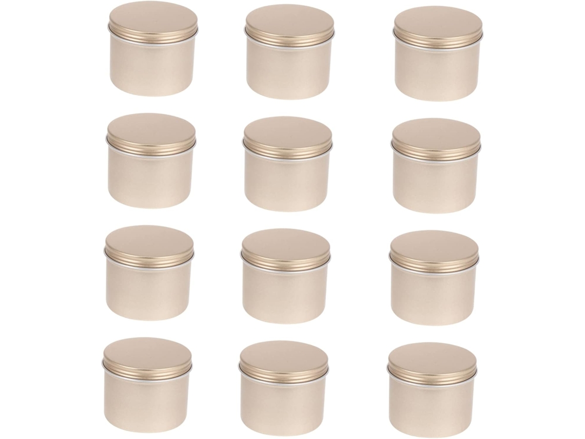 Conjunto De 12 Potes De Alumínio Para Creme Com Tampas Transparentes
