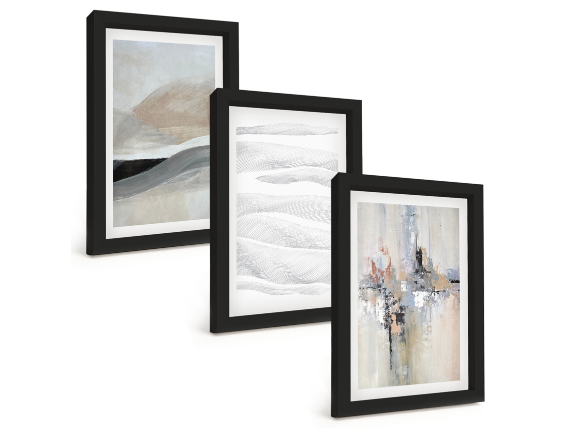 Composição De Quadros Padrões Abstratos, Terra Espelharte (3 Peças 20x30 Cm)