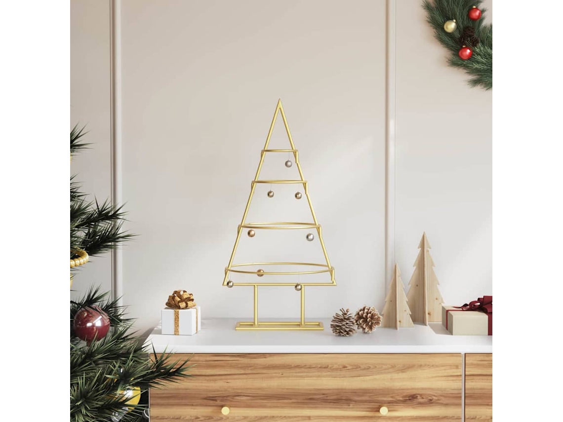 Vidaxl Árvore De Natal De Metal Ouro 60 Cm Aço Com Revestimento Em Pó