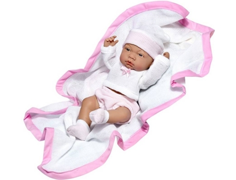 Boneca  Reborn Infantil com Manta (34 cm - Rosa)